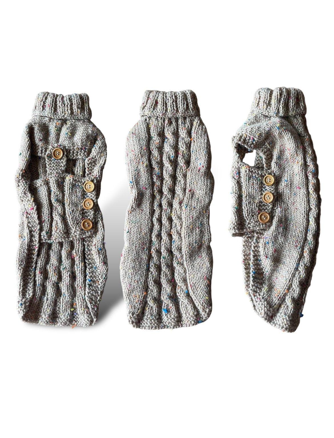 Knitted Coat - Button Up - Speckled Oat