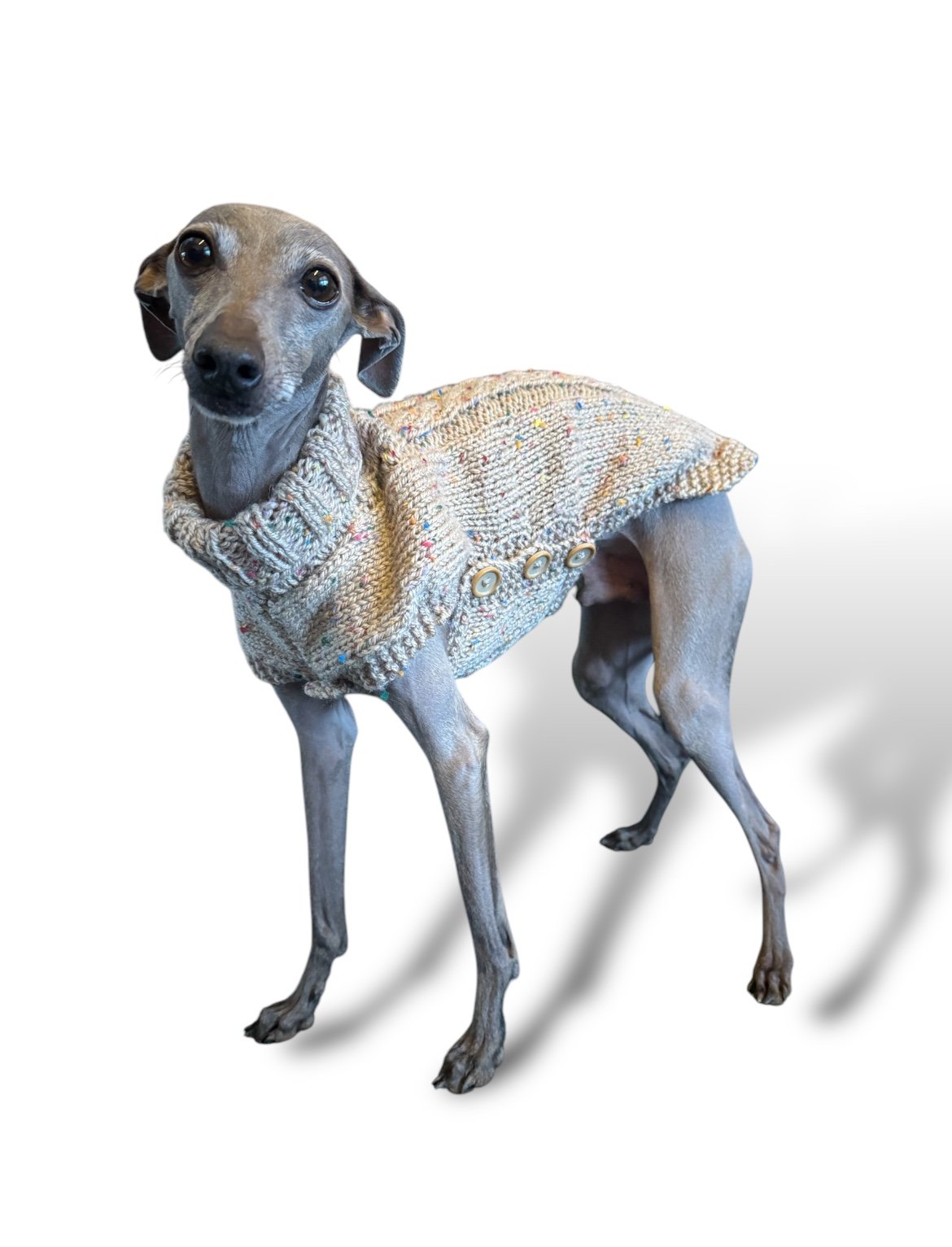Knitted Coat - Button Up - Speckled Oat