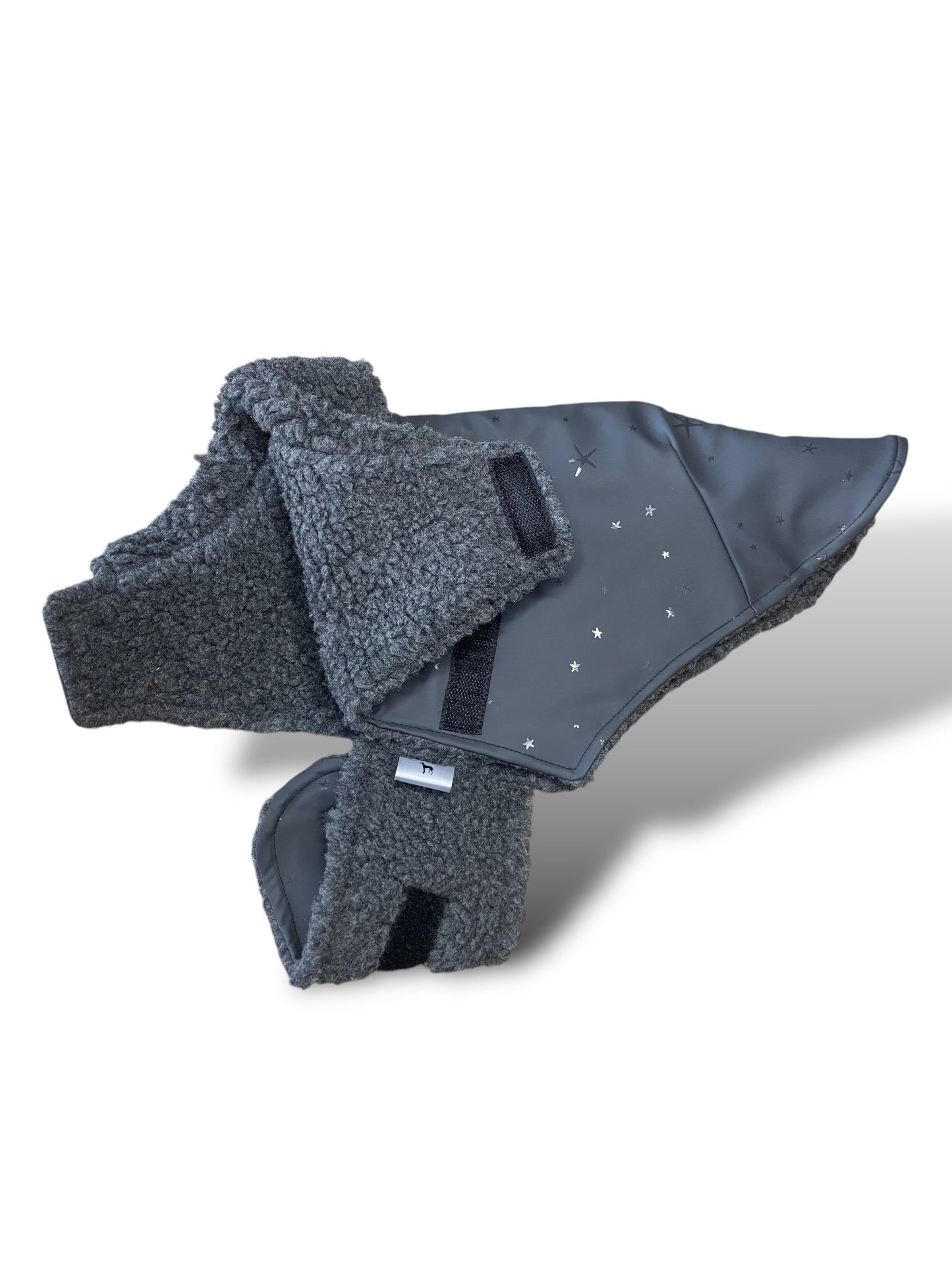 Rain Mac - Black Starfish & Charcoal Sherpa Lining