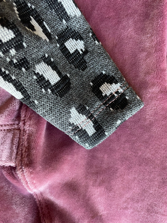 Mink Velour Jersey T-Shirt - Blush Pink & Leopard