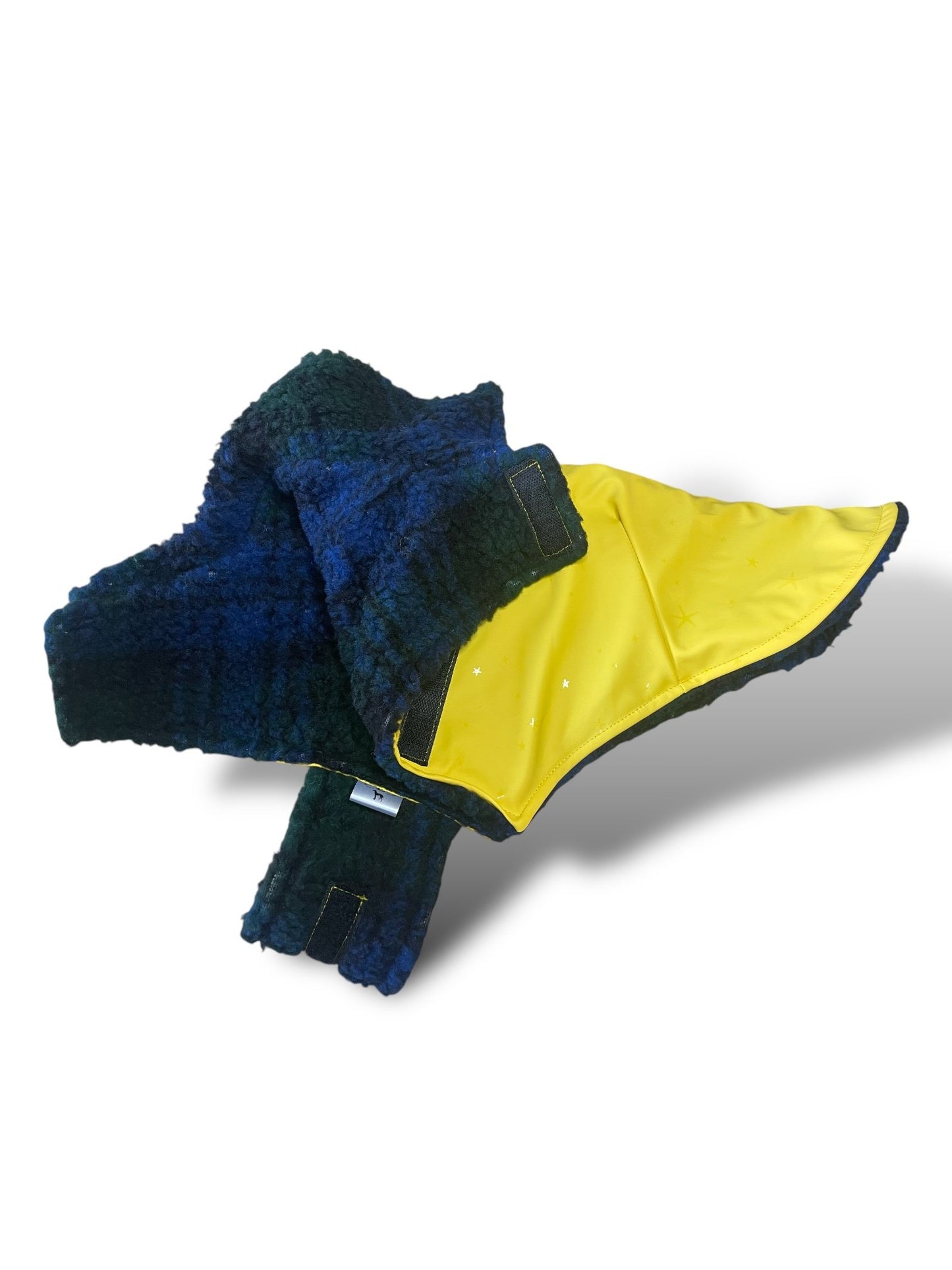 Rain Mac - Yellow Starfish & Plaid Sherpa Lining