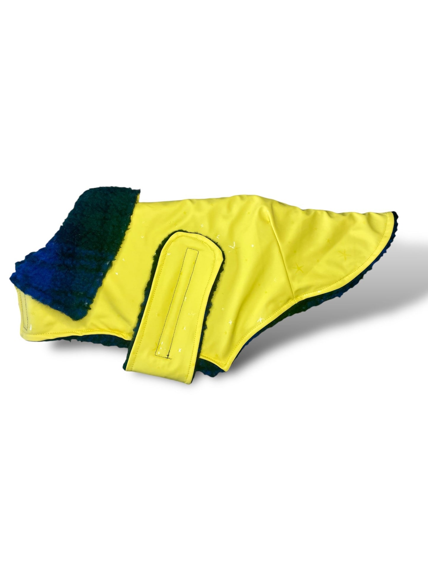 Rain Mac - Yellow Starfish & Plaid Sherpa Lining