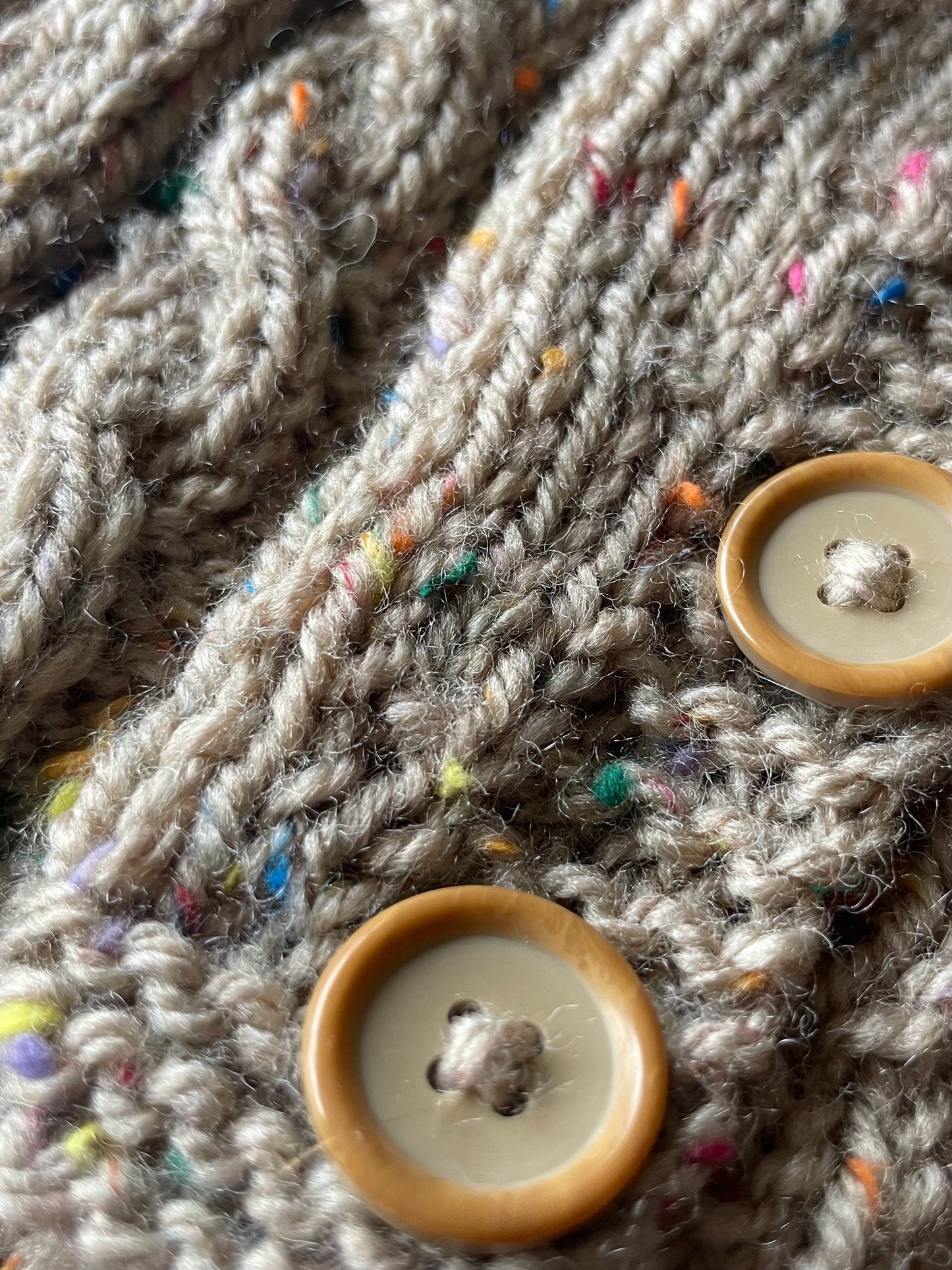 Knitted Coat - Button Up - Speckled Oat
