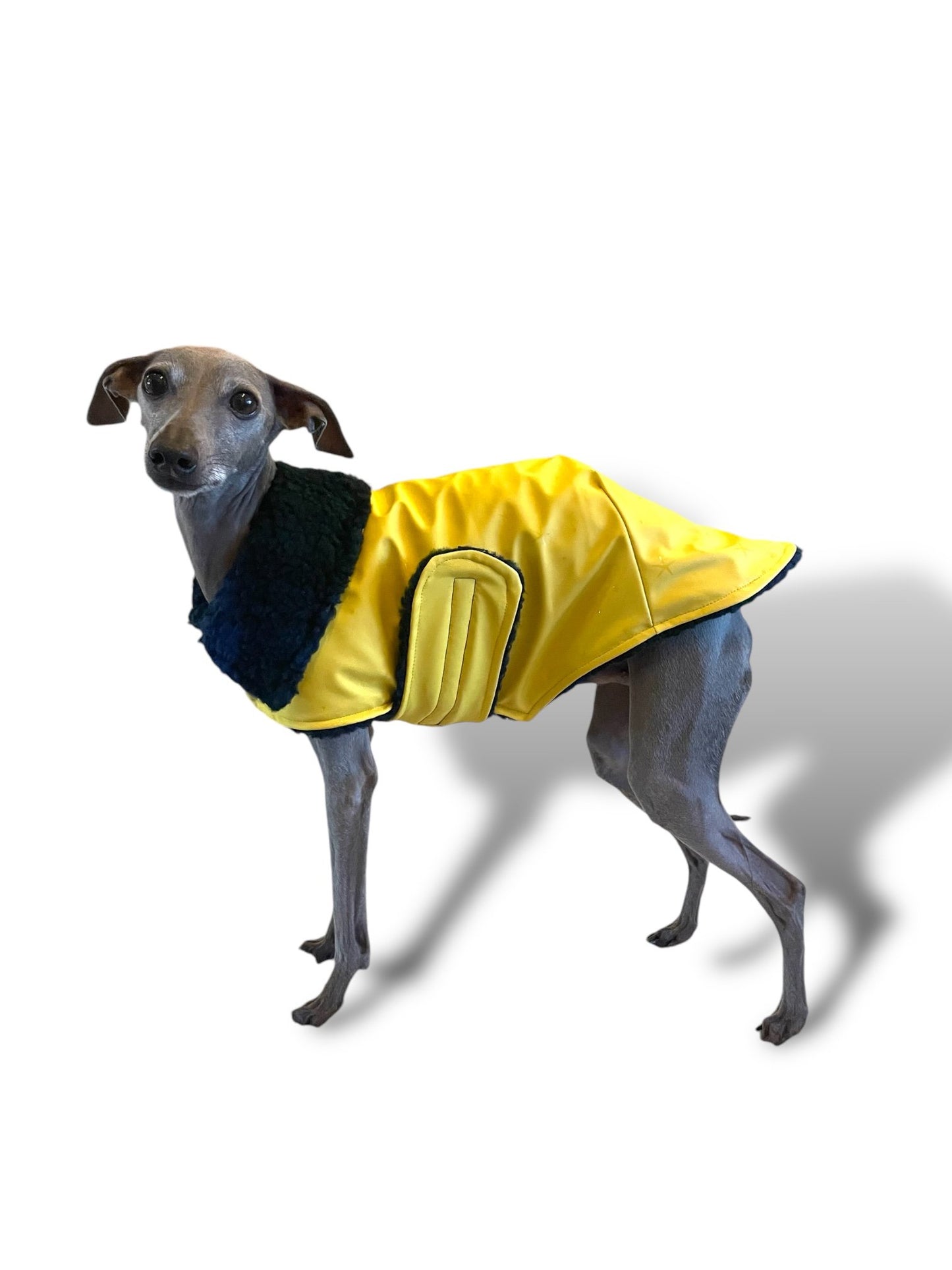 Rain Mac - Yellow Starfish & Plaid Sherpa Lining
