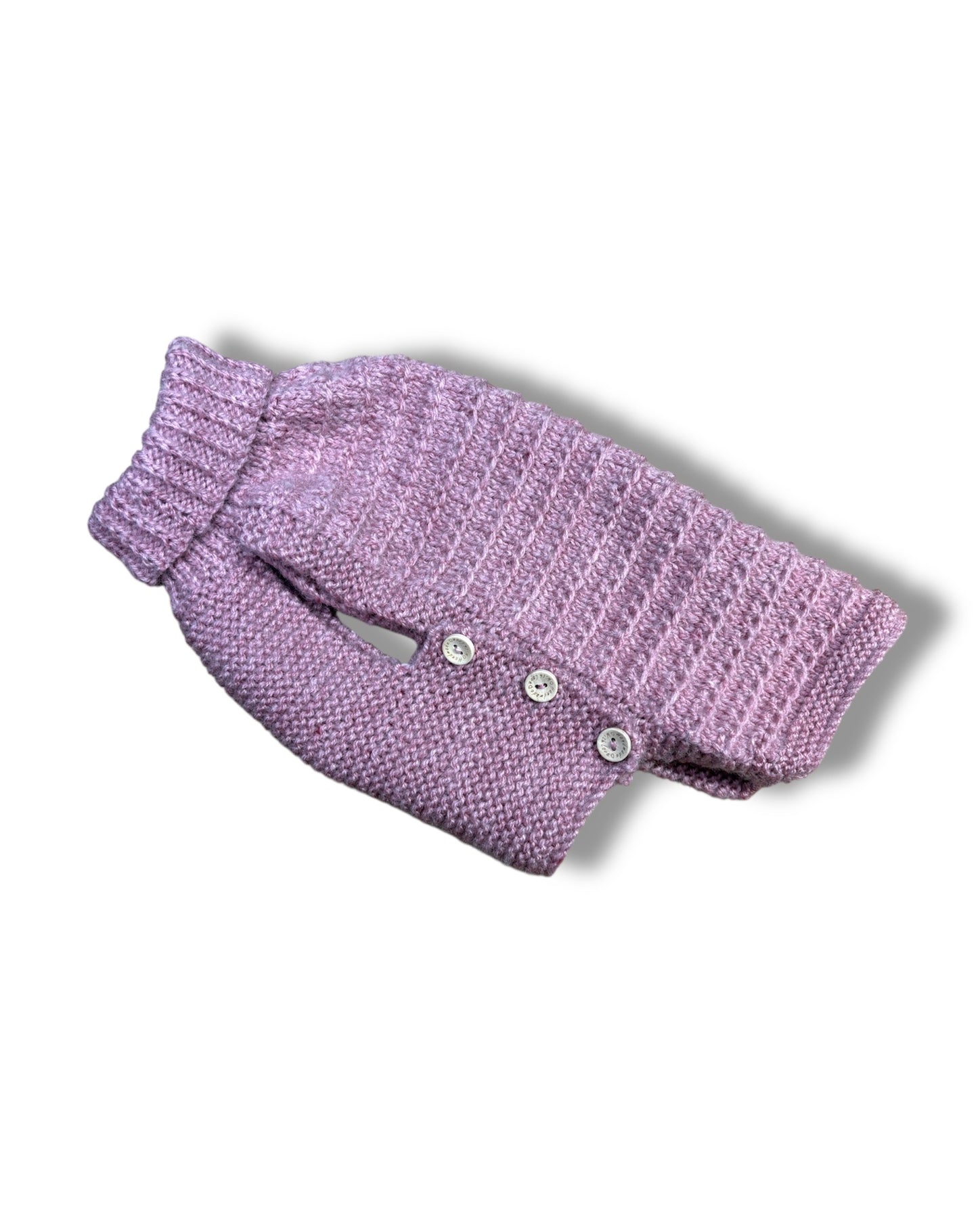 Knitted Jumper - Button Up - Pink Ruffle