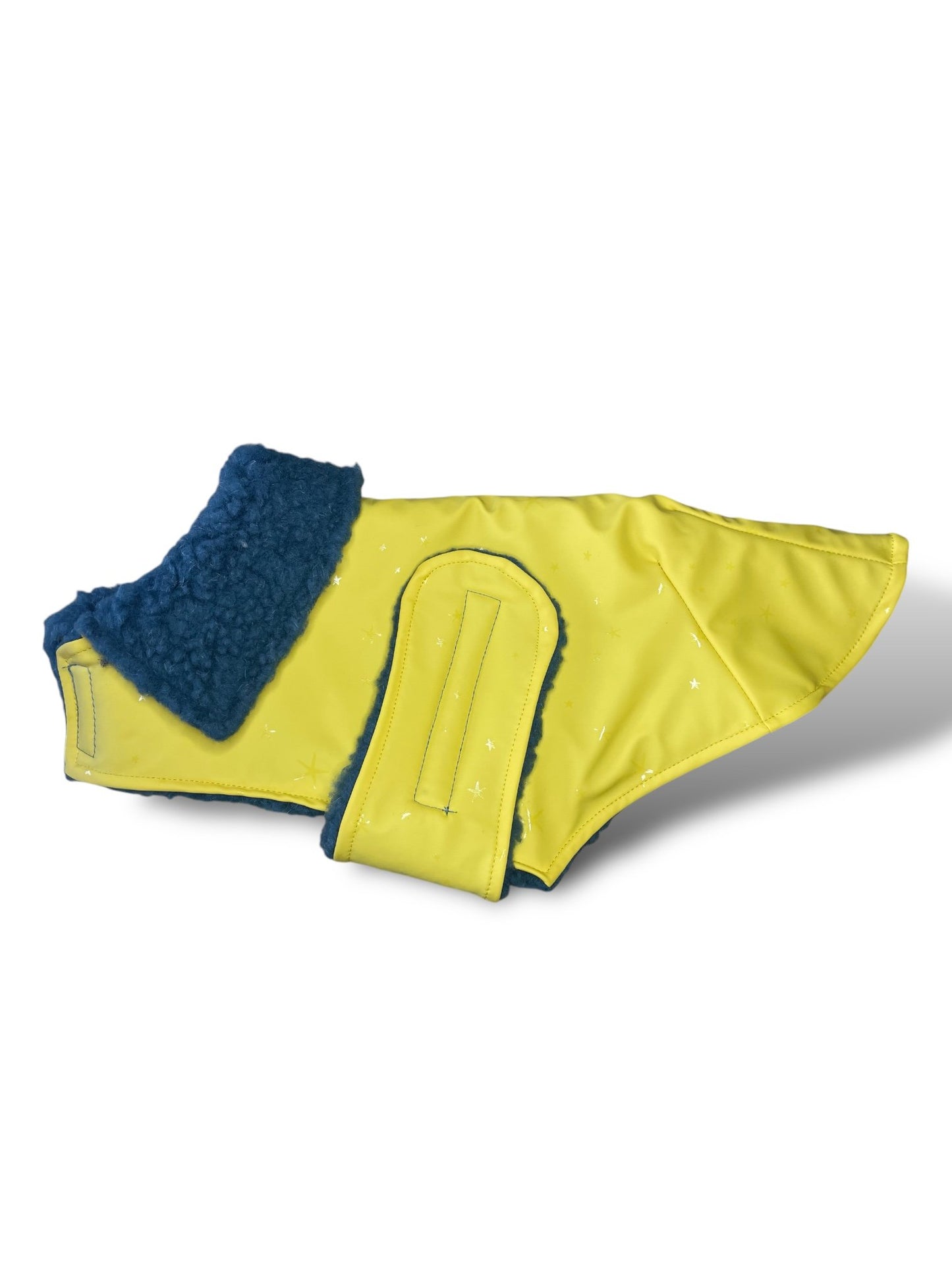 Rain Mac - Yellow Starfish & Blue Sherpa Lining