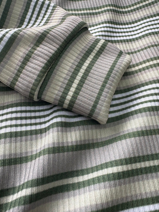 Ribbed Jersey Suit - Green Stripes