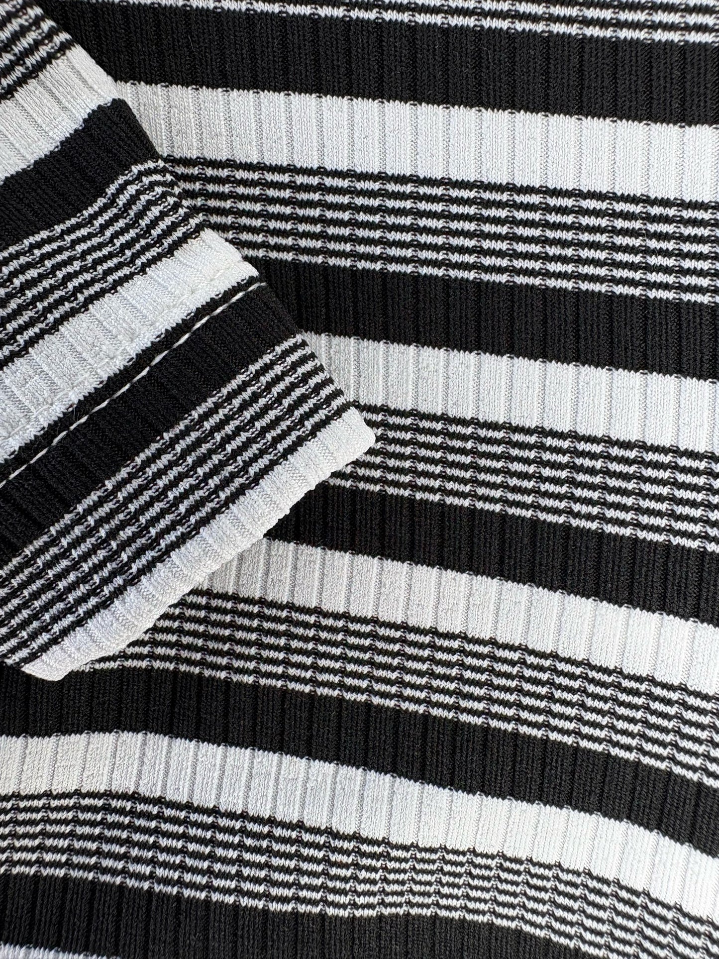 Ribbed Jersey T-Shirt - Black & White Stripe