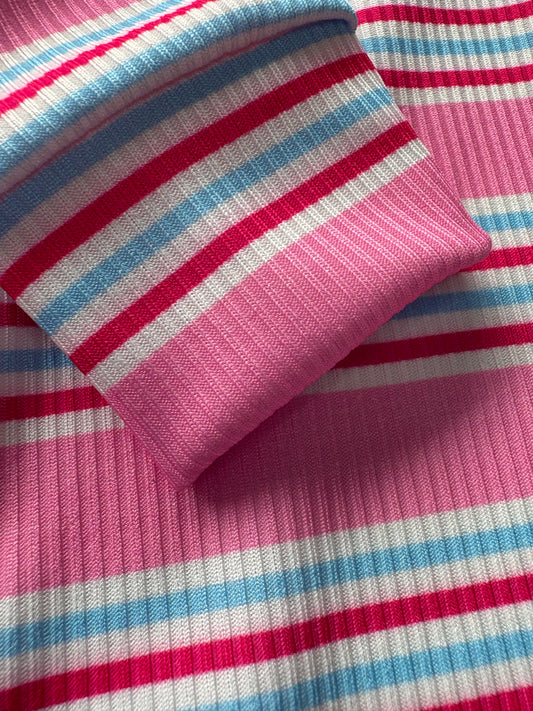 Ribbed Jersey Suit - Pink Stripes