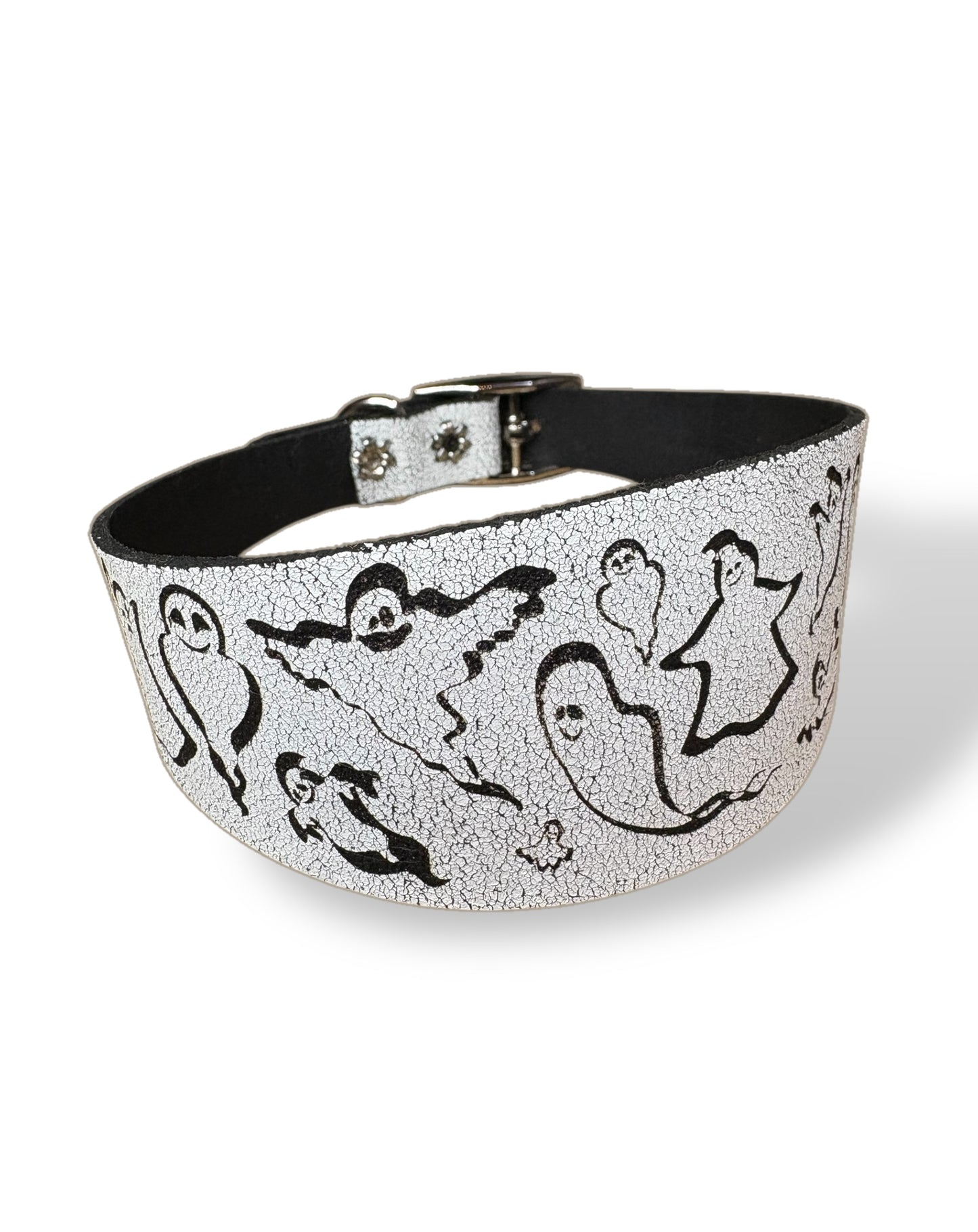 Leather Collar - HALLOWEEN - Ghosties