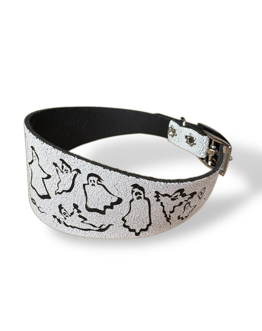Leather Collar - HALLOWEEN - Ghosties
