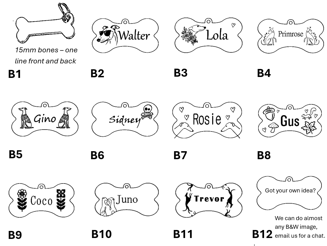 Engraved Dog Tags - Bones