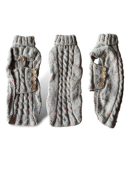 Knitted Coat - Button Up - Speckled Oat