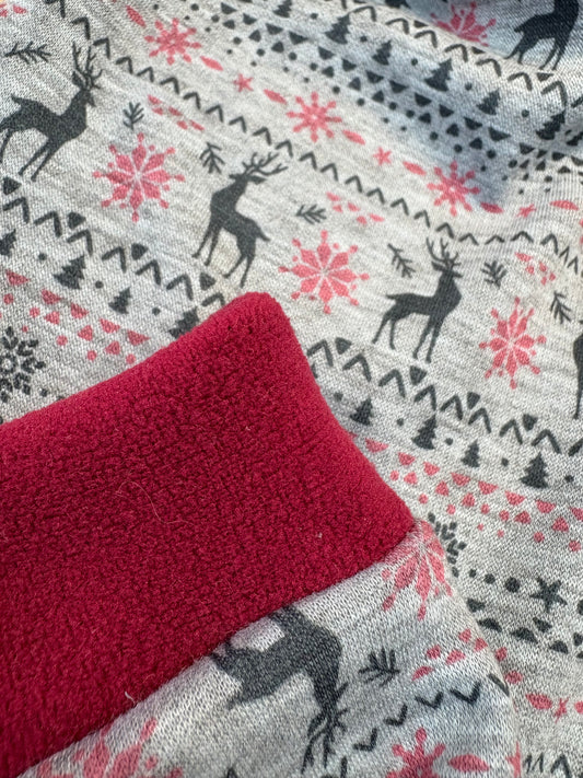 Christmas Fleece Lined Sweatshirt - Fair Isle Reindeers