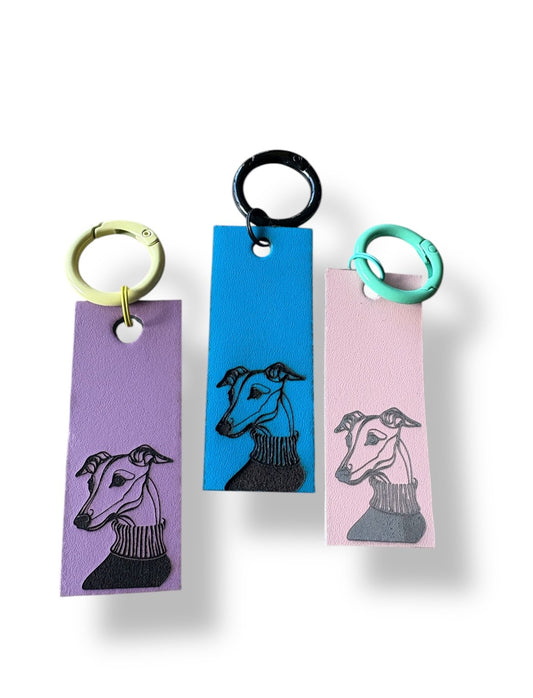 Leather Key Ring - Hound Portrait