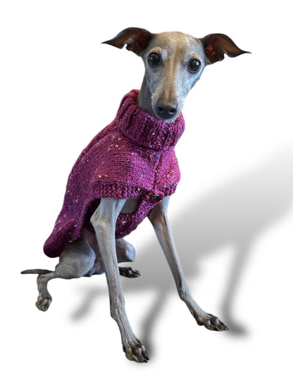 Knitted Coat - Button Up - Speckled Plum