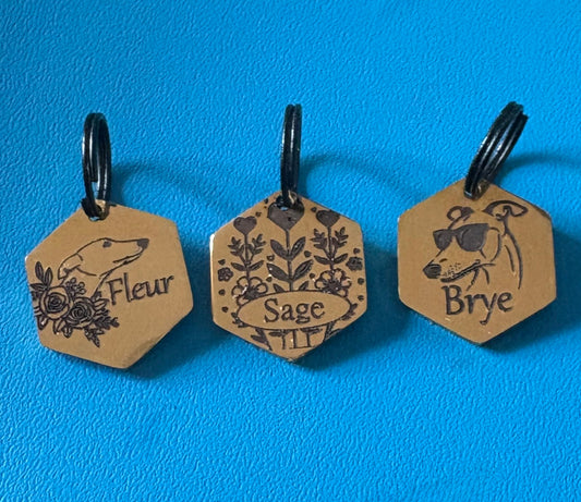 Engraved Dog Tags - Hexagonal