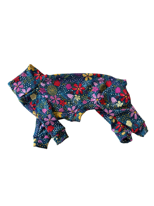 Fleece Lined Sweatshirt Suit - Navy Botanical