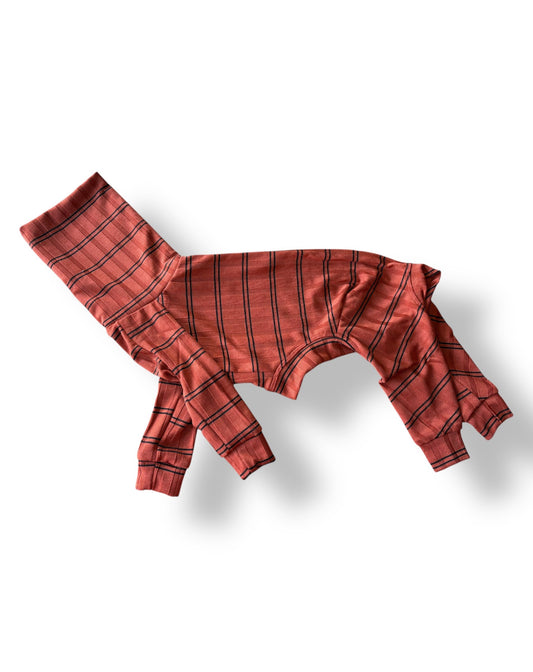 Ribbed Jersey Suit - Rust Orange