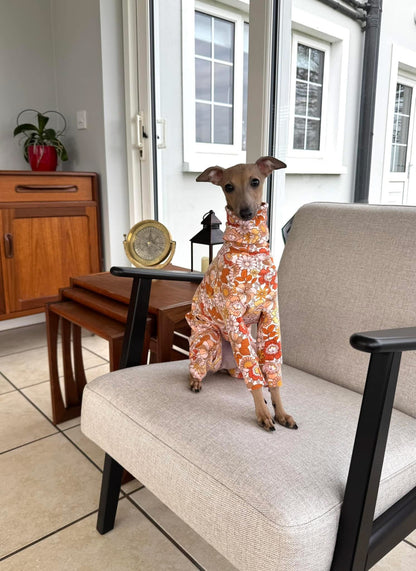 Jersey Suit - Retro Floral - Orange