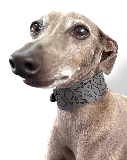 Leather Collar - HALLOWEEN - Ghosties