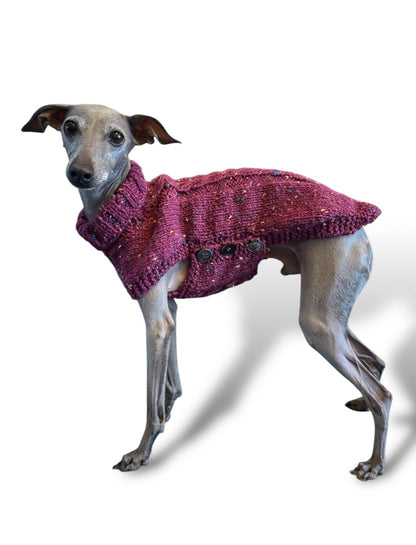 Knitted Coat - Button Up - Speckled Plum