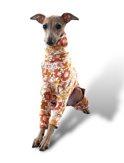 Jersey Suit - Retro Floral - Orange