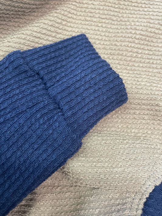 Ribbed Jersey Suit - Camel & Navy