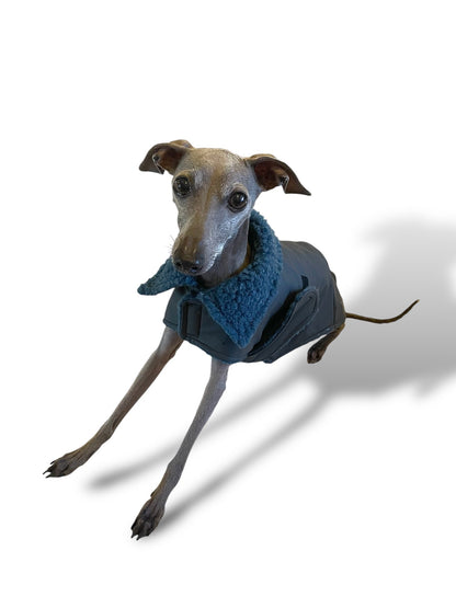 Rain Mac - Black Starfish & Blue Sherpa Lining