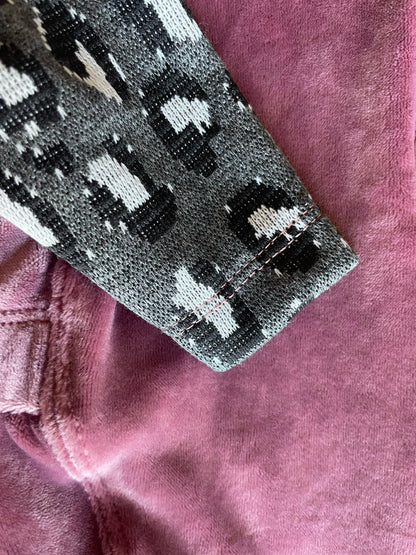 Mink Velour Jersey T-Shirt - Blush Pink & Leopard
