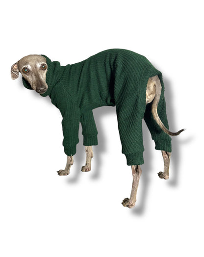 Ribbed Jersey Suit - Bottle Green