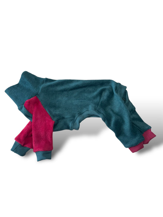 Fleece Lined Sweatshirt Suit - Green & Red