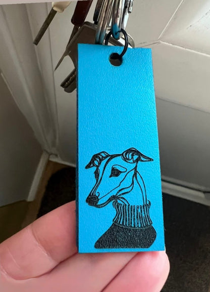 Leather Key Ring - Hound Portrait