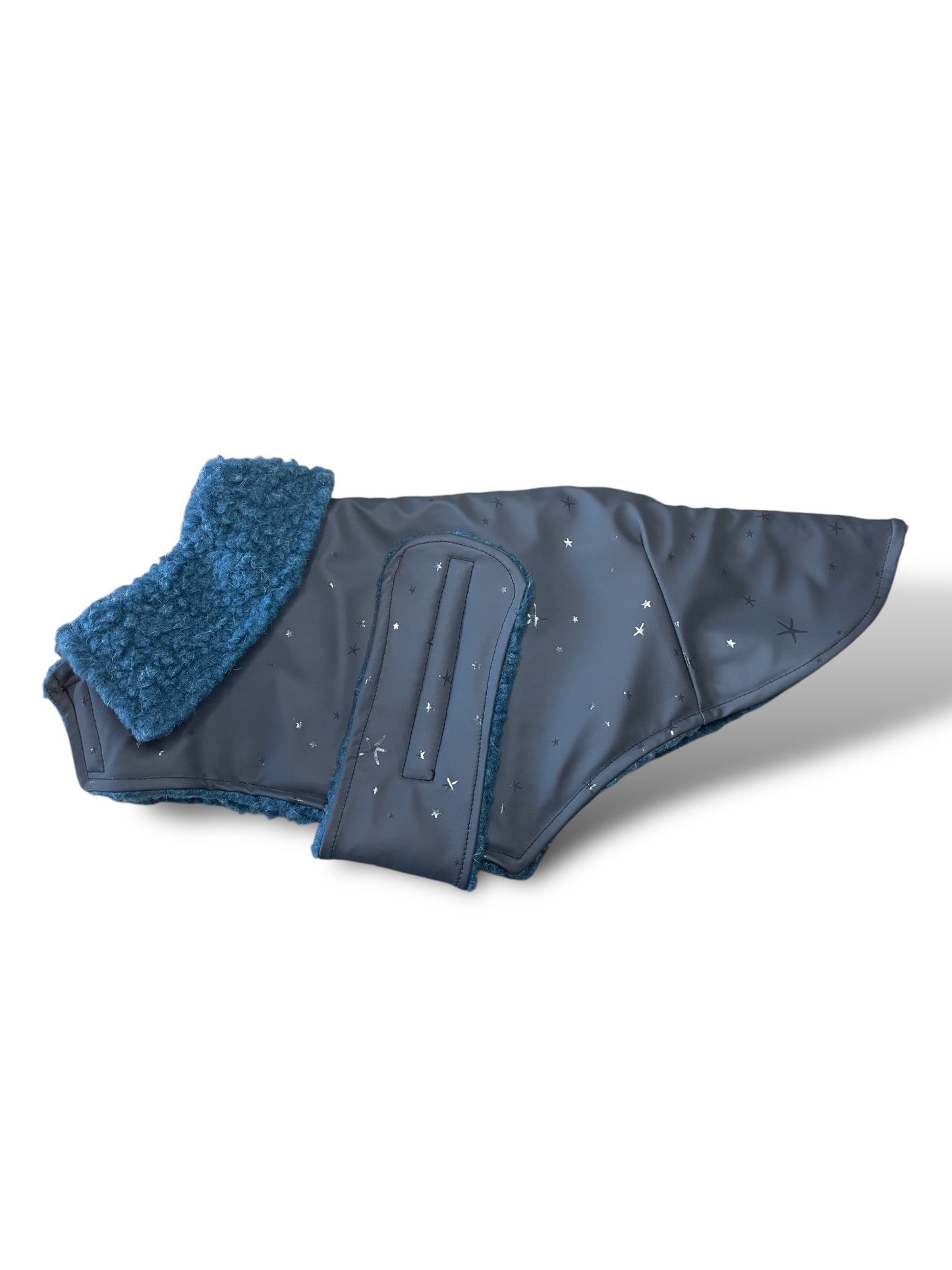 Rain Mac - Black Starfish & Blue Sherpa Lining