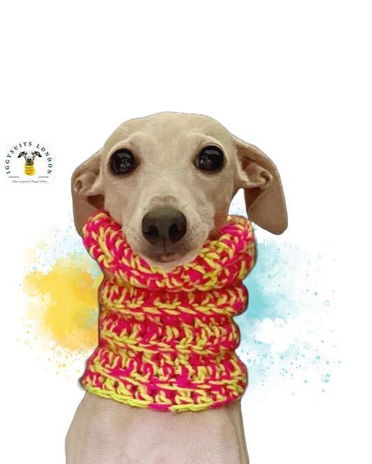 Chunky Knitted Snood - Hi-Vis Pink & Yellow