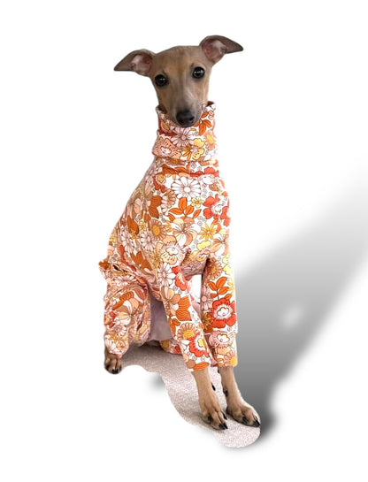 Jersey Suit - Retro Floral - Orange