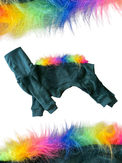 FUZZIES Fleece Lined Sweatshirt Suit - Rainbow
