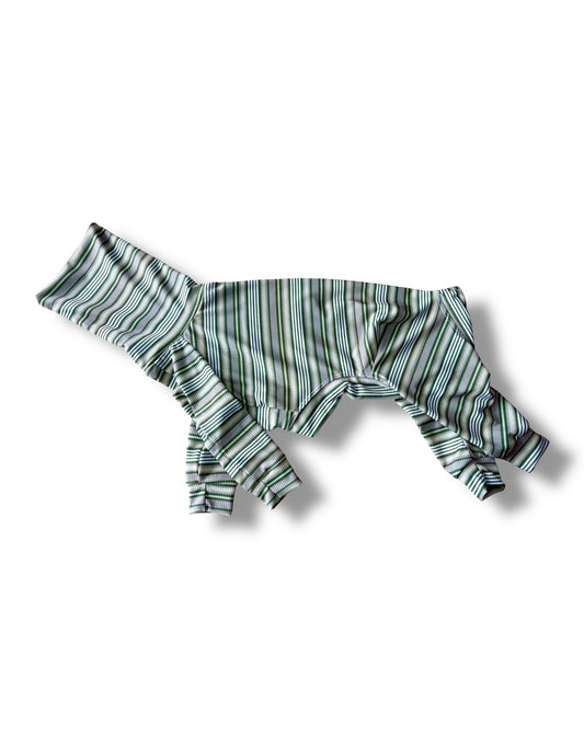 Ribbed Jersey Suit - Green Stripes