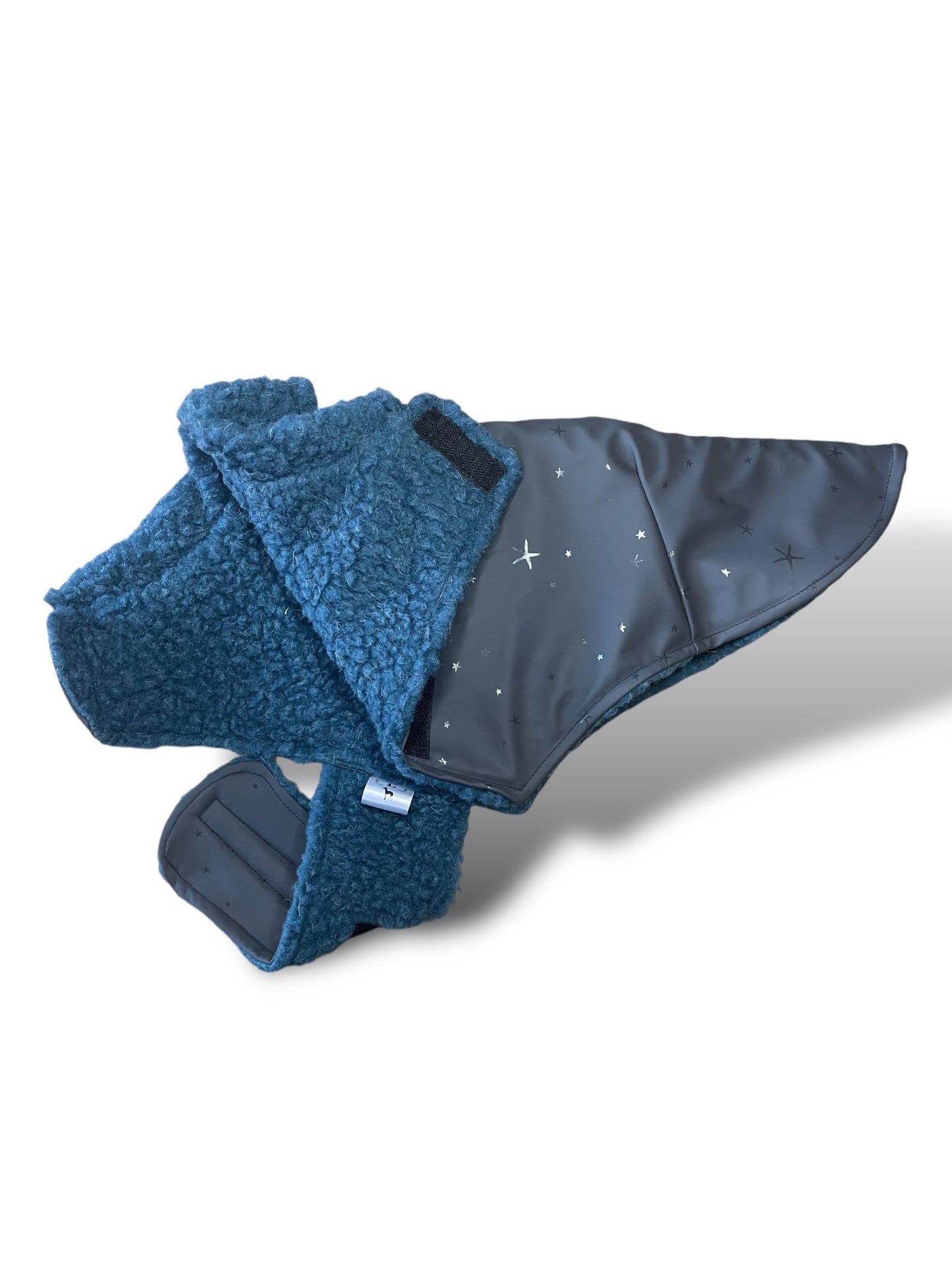 Rain Mac - Black Starfish & Blue Sherpa Lining