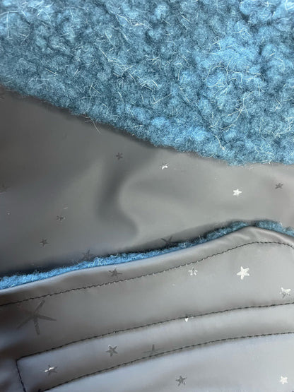 Rain Mac - Black Starfish & Blue Sherpa Lining