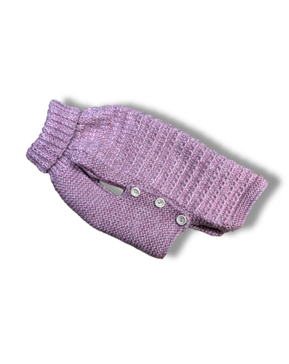 Knitted Jumper - Button Up - Pink Ruffle