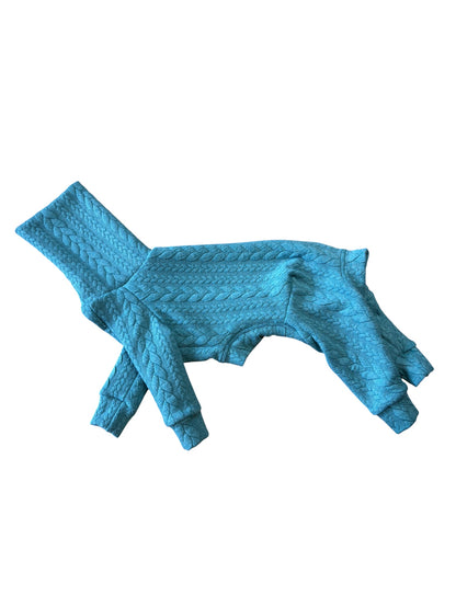 Jersey Cable Knit Suit - Petrol Blue