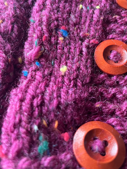 Knitted Coat - Button Up - Speckled Plum