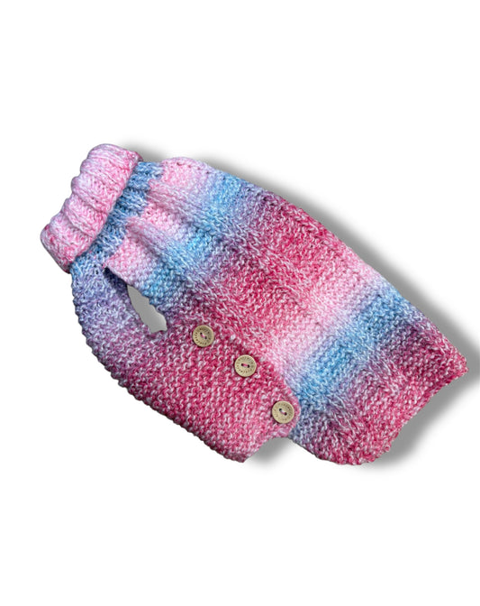Knitted Jumper - Button Up - Pink Ombre