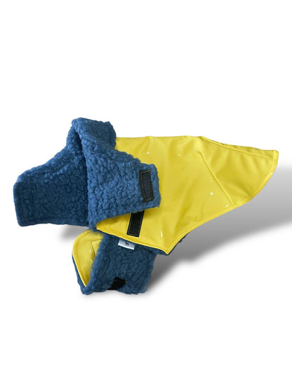 Rain Mac - Yellow Starfish & Blue Sherpa Lining