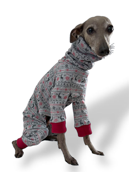 Christmas Fleece Lined Sweatshirt - Fair Isle Reindeers