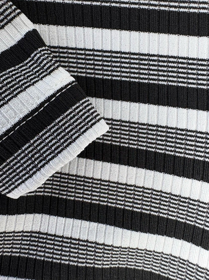 Ribbed Jersey T-Shirt - Black & White Stripe