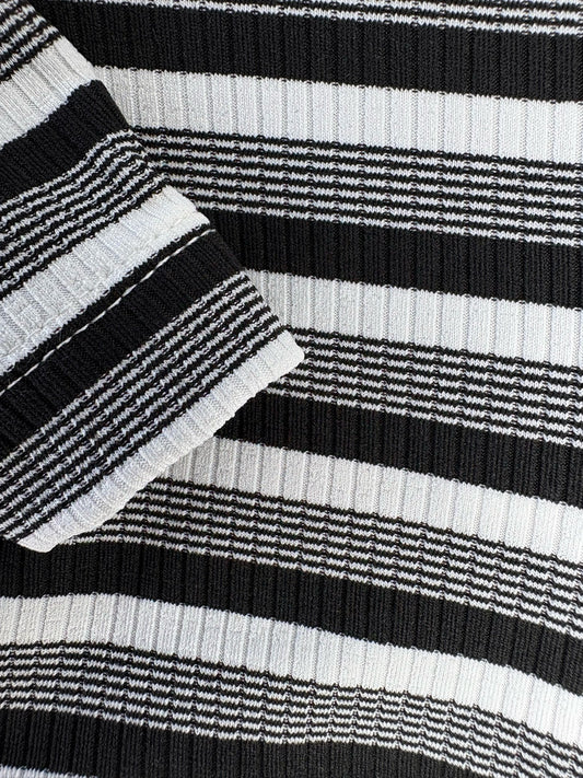 Ribbed Jersey T-Shirt - Black & White Stripe
