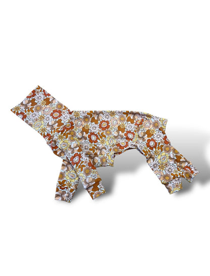 Jersey Suit - Retro Floral - Orange