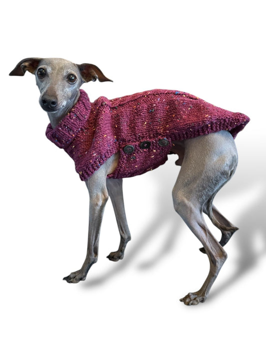 Knitted Coat - Button Up - Speckled Plum